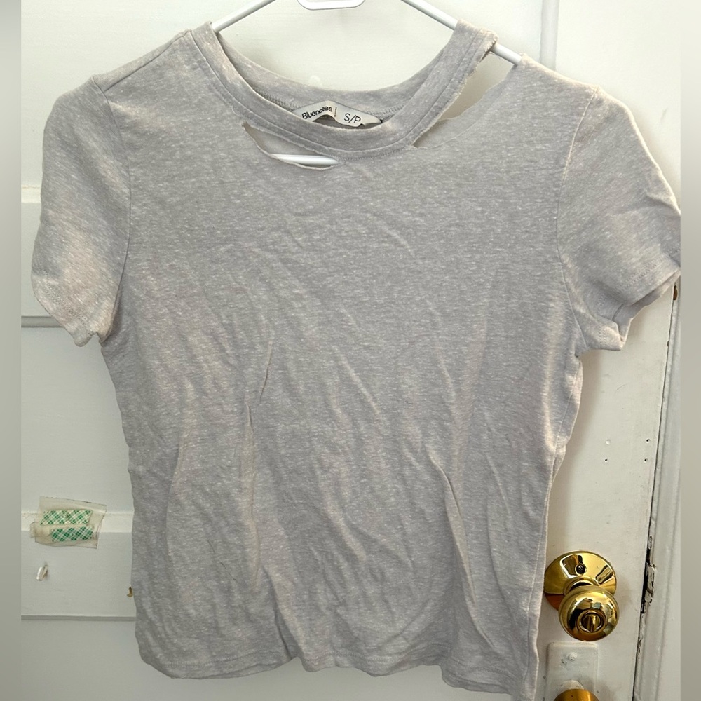 Gray T-Shirt with Neck Slits